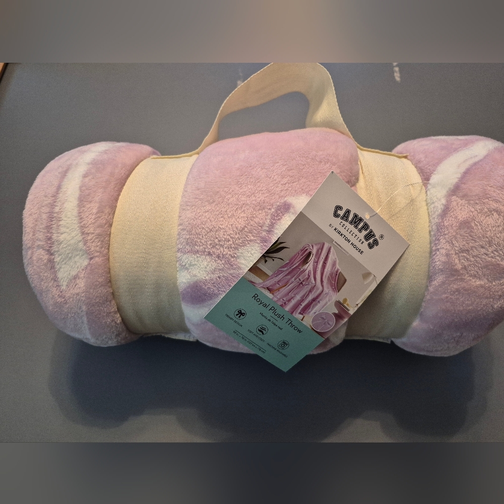 Purple and White Plush Blanket
